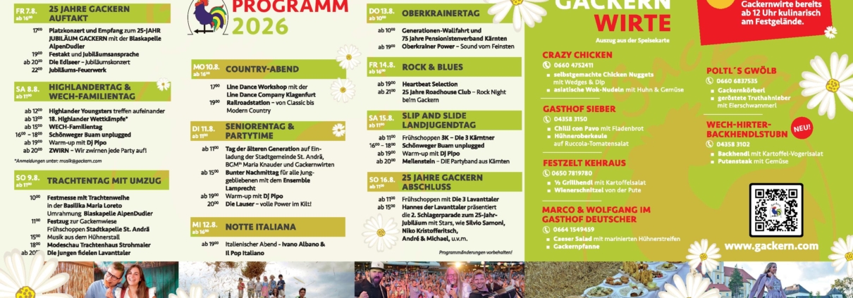 Gackern Programm 2026 Geflügelfest St. Andrä Kärnten