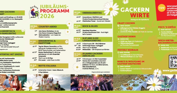 Gackern Programm 2026 Geflügelfest St. Andrä Kärnten